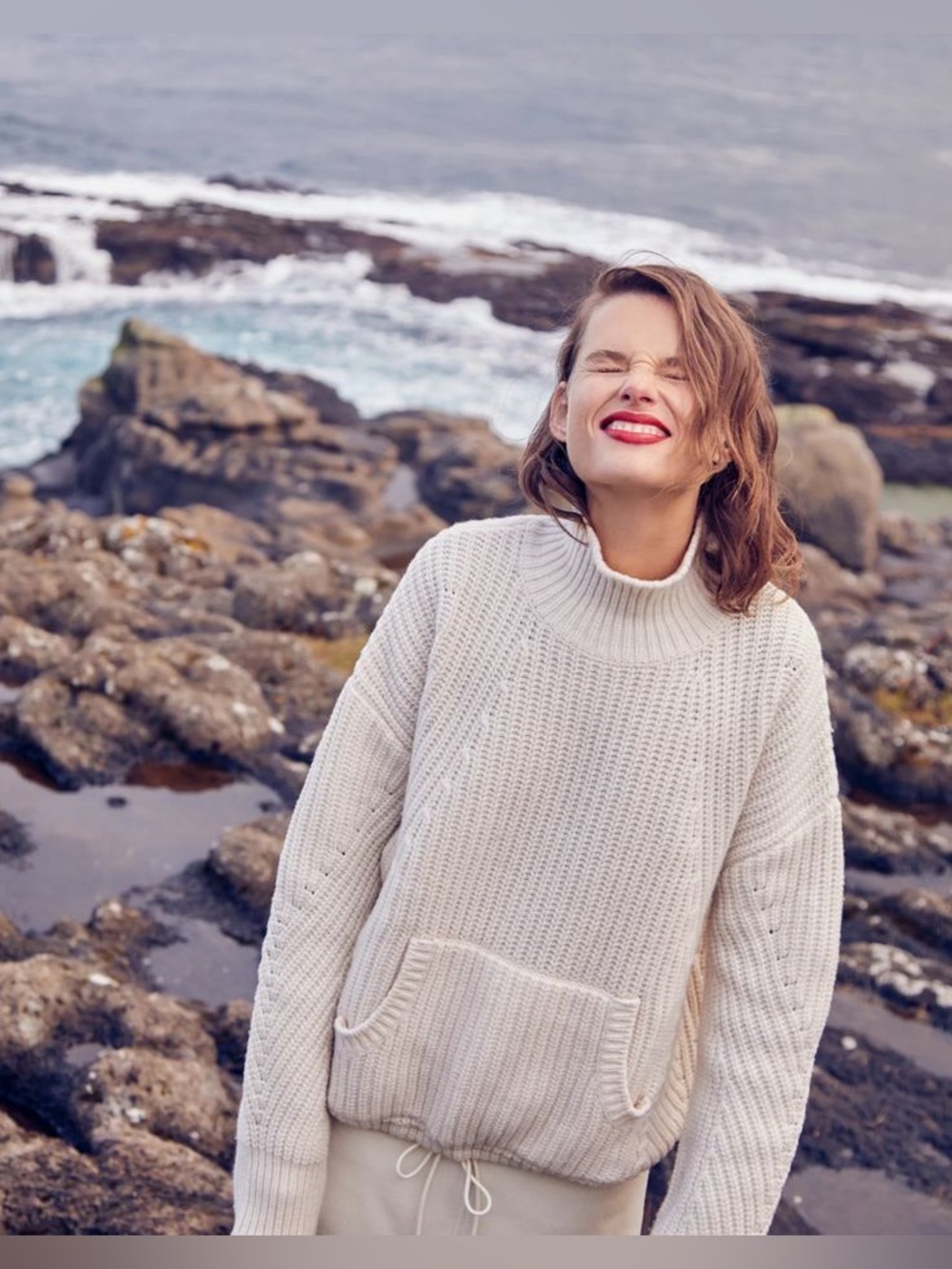 J. CREW cream wool front pocket sweater